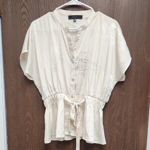 🚨2/$25 or 5/$50🚨Sweet Rain Cream Floral Blouse with Tie Waist